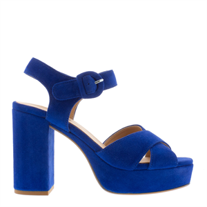 Carl Scarpa Disco Blue Platform Block Heel Sandals
